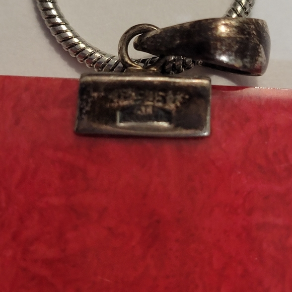 Sterling silver red coral pendant - Picture 2 of 5